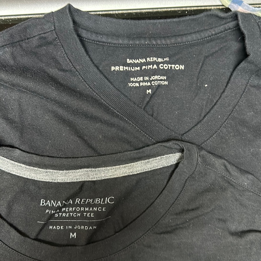 2 medium size black banana republic t-shirts.